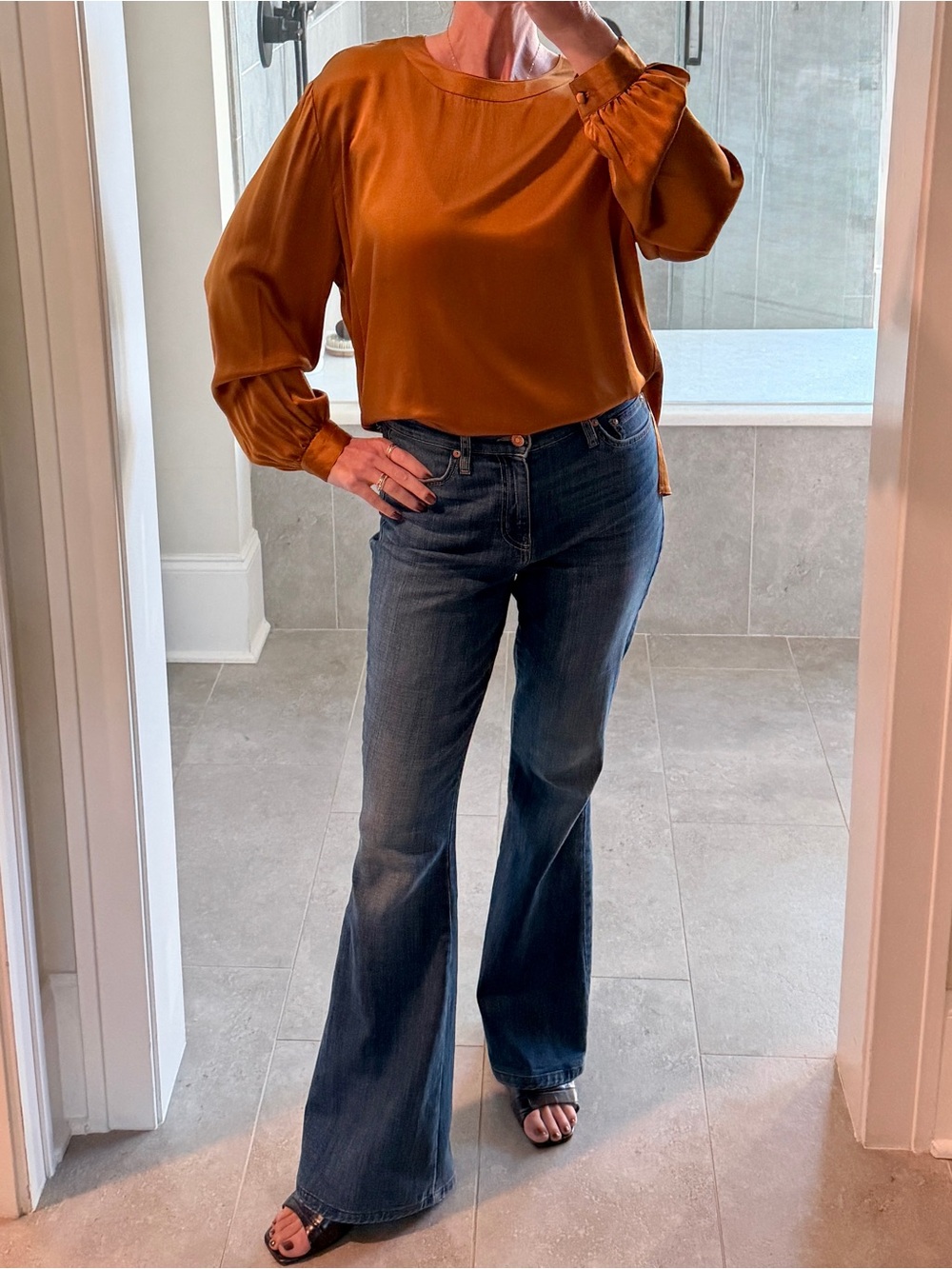Doncaster Silks blouse in caramel silk charmeuse
